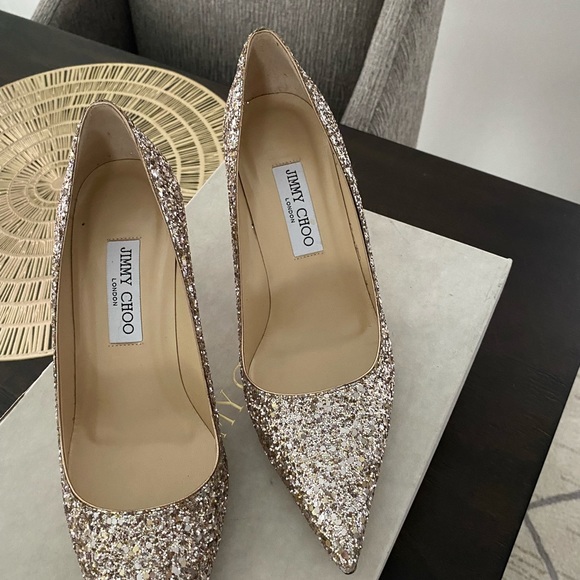 Jimmy Choo Champagne sparkly heels - Picture 4 of 6